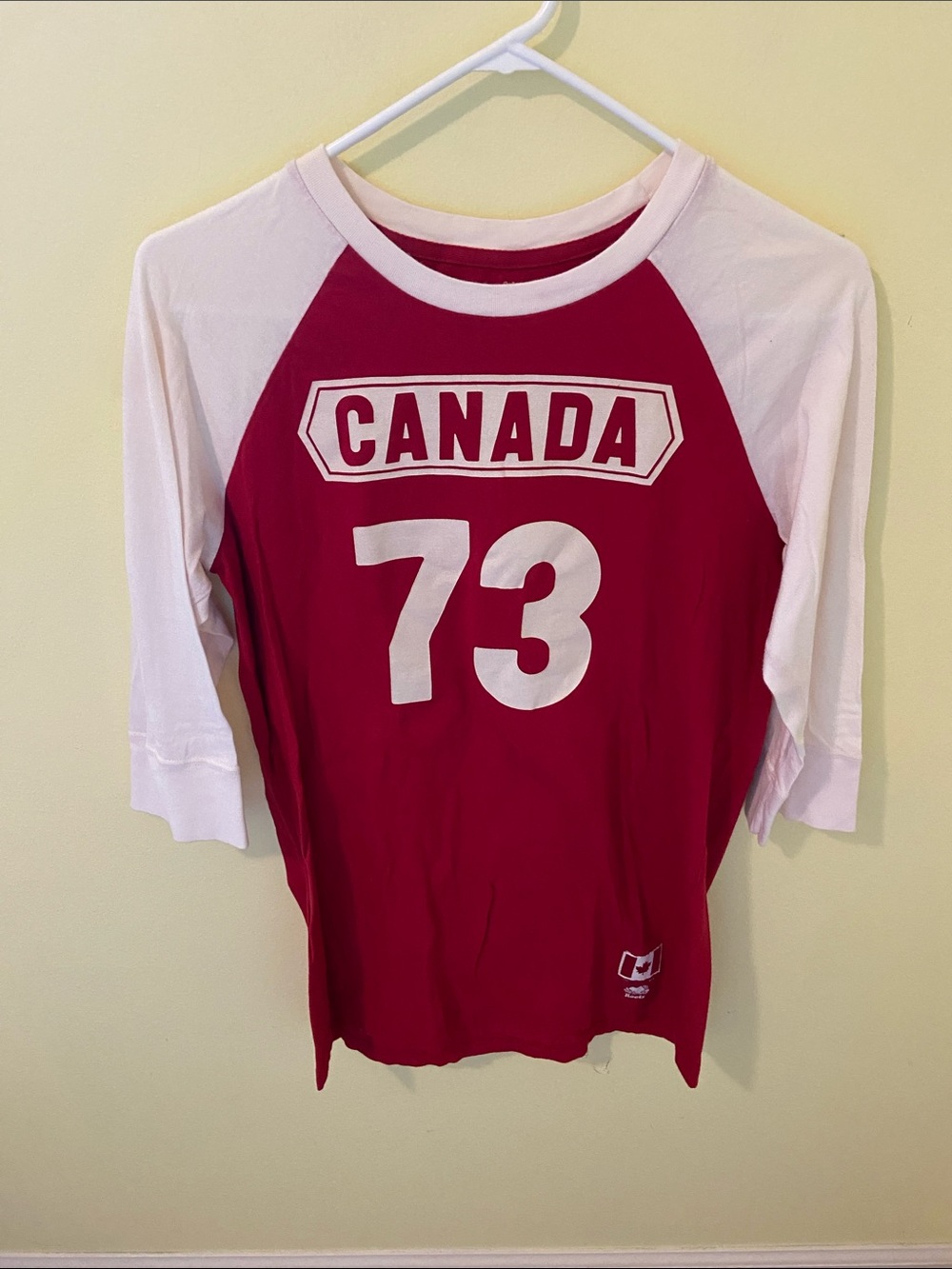 Canada 73 Red & White Raglan Baseball Tee